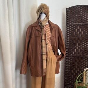 Patriot New York Vintage Men's Brown Leather Jacket Size Medium